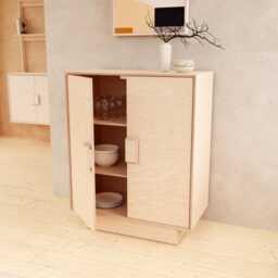 Handmade Birch Plywood Cabinet - Scandinavian Minimalist Style Soft-Closing Doors & Custom Finishes. Dining Room Cupboard - thumbnail 2