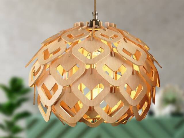 Avira Mid-Century Beech Wood Pendant Lamp Heart-Shaped Chandelier - image 1