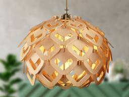 Avira Mid-Century Beech Wood Pendant Lamp Heart-Shaped Chandelier