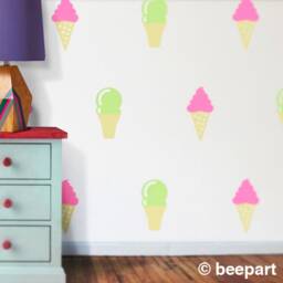 Ice Cream Cone Vinyl Wall Decal Set