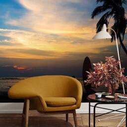 3D Seaside Sunset Wallpaper, Peel & Stick Wall Mural - thumbnail 3