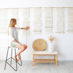 Wall Decor - Woven Hanging Minimalist Tapestry Large Art Wabi Sabi Living Room Horizontal Teide 7 - thumbnail 3