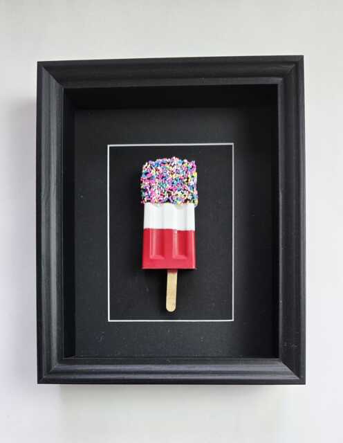 Fab Lolly Resin Wall Art - Handmade Pop Set in A Deep Shadow Box Frame - image 1