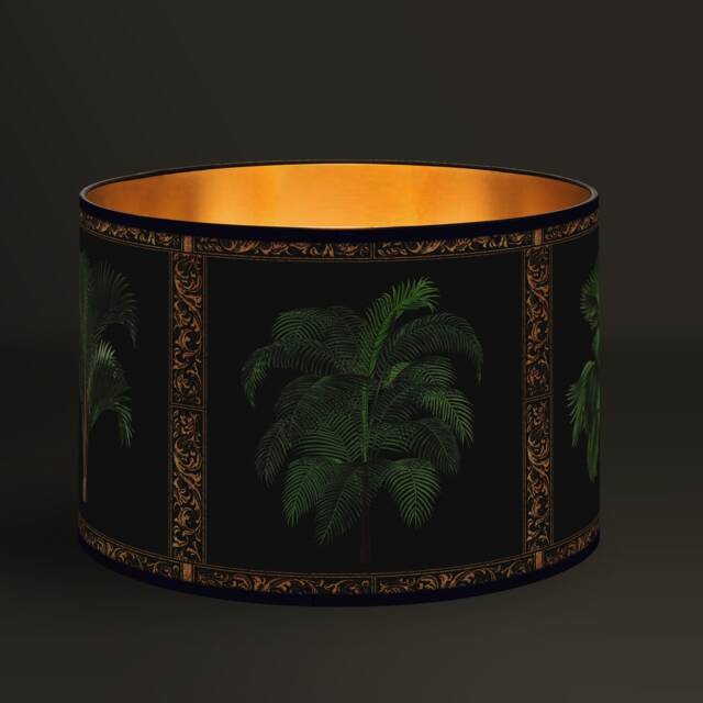 Lampshade Palm Tree, Tropical Patterns & Golden Border, Natural Elegance, Interior Decor - image 1