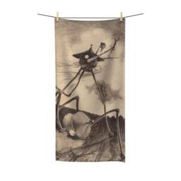 War Of The Worlds, 2 Of 6, Bath Towel, Vintage 1906 Illustration, H.g. Wells