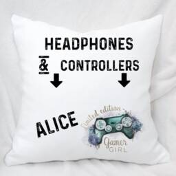 Personalised Pocket Gamers Cushion, Ideal Gift For Gaming Enthusiasts, Girl - thumbnail 4