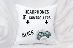 Personalised Pocket Gamers Cushion, Ideal Gift For Gaming Enthusiasts, Girl