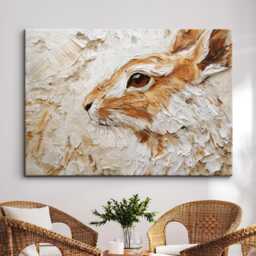 Bunny Rabbit Abstract Hare Animal Oil Painting Rainbow Pet Splatter Wall Art Black Framed Canvas Poster Print Home/Office Room Decor Gifts - thumbnail 1
