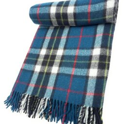 Thomson Blue Tartan Wool Blanket, Scottish Made, Fringed Edges - thumbnail 2