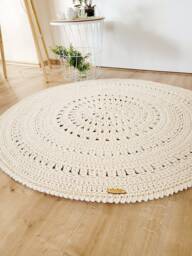 Handmade Children's Room Rug, Round, Handcrafted, Decor, Living Christening Gift Idea - thumbnail 1