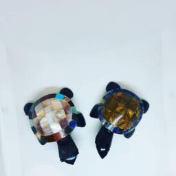 Three For The Price , Adorable Obsidian Turtles With Stone Embellishments - thumbnail 3