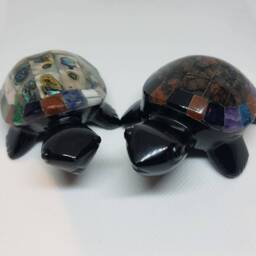 Three For The Price , Adorable Obsidian Turtles With Stone Embellishments - thumbnail 4