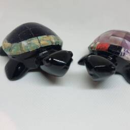 Three For The Price , Adorable Obsidian Turtles With Stone Embellishments - thumbnail 2