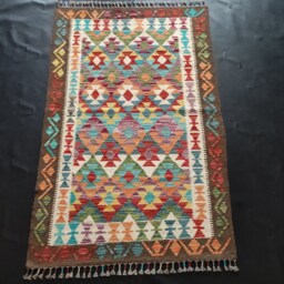 Kilim Rug Classic, Handmade Artisan Afghan Turkish Aztec Geometric Wool 156x101 cm - thumbnail 1