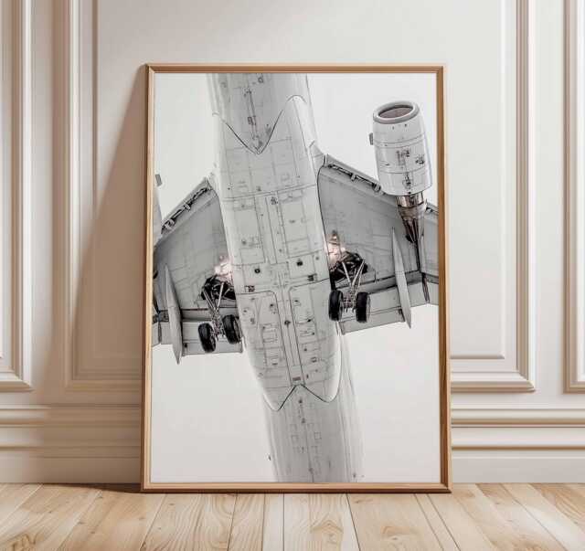 Airplane Underside Poster, Aviation Wall Art, Aircraft Close Up Print, Jet Engine Photography, Pilot Gift, Modern Artwork - image 1
