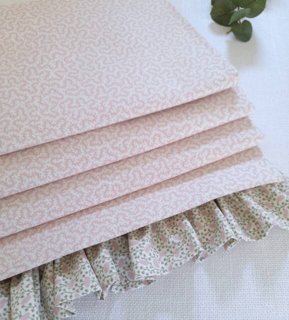 Pink Squiggle Blackout Roman Blind With Ditsy Leaf Frill - image 1