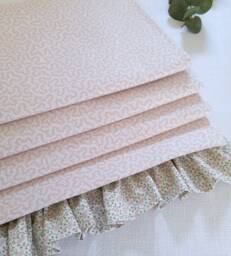 Pink Squiggle Blackout Roman Blind With Ditsy Leaf Frill - thumbnail 1