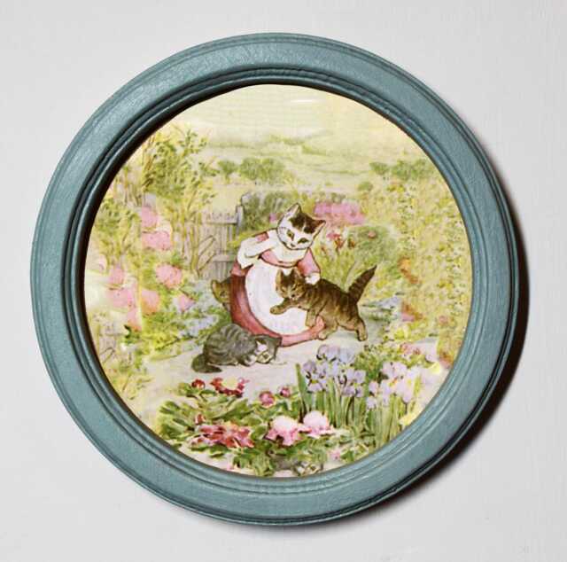 Beatrix Potter Tom Kitten Art Print, Round Wood Frame, Nursery Wall Decor - image 1