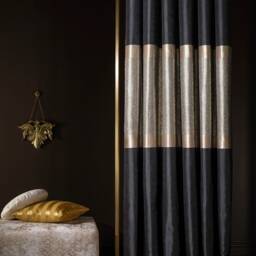 Luxury Black & Silver Striped Curtains Modern Home Drape - thumbnail 3