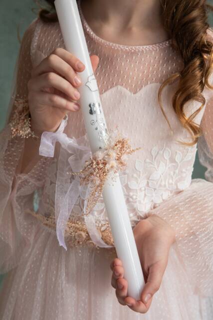 Floral Candle Decoration Handmade First Holy Communion Wreath - image 1