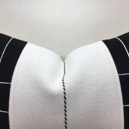 Vintage Turkish Kilim Lumbar Pillow Cover, Black & White Ethnic Cushion, 16x24 - thumbnail 2