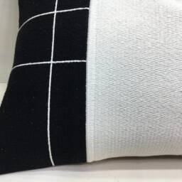 Vintage Turkish Kilim Lumbar Pillow Cover, Black & White Ethnic Cushion, 16x24 - thumbnail 3