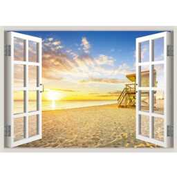 Hawaii Beach View Window 3D Wall Decal Art Removable Wallpaper Mural Sticker Vinyl Home Decor - thumbnail 2