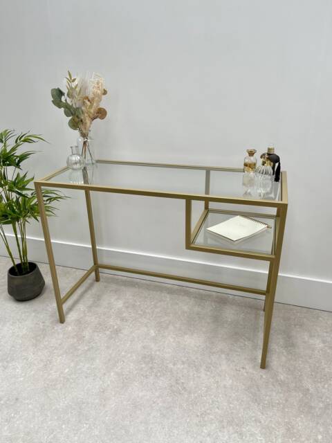 Glass Metal Dressing Table Gold - image 1