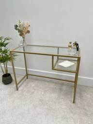 Glass Metal Dressing Table Gold - thumbnail 1