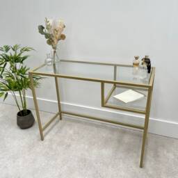Glass Metal Dressing Table Gold - thumbnail 4