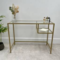 Glass Metal Dressing Table Gold - thumbnail 2