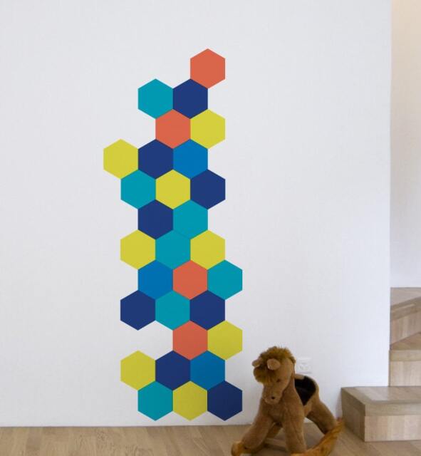 Honeycomb Colour Block - Collection Of 30 Wall Sticker Decal - Pattern, Art, Girls Room, Boys Nursery Decal, Kids Room Patterns