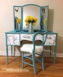 Dressing Table Set, Vanity Table, Dresser With Mirror, Chair - Created To Order - thumbnail 1