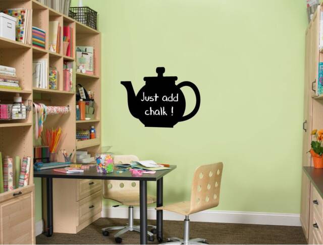 Teapot Chalkboard Wall Sticker Cafe Decal Chalk Kids Decor Playroom Blackboard - image 1