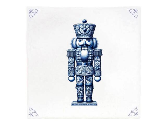 Nutcracker, Tile, Delft Blue, Christmas, Kitchen Bathroom Wall Art, Blue Ceramic, Backsplash, Xmas Gift, Nutcrackers - image 1