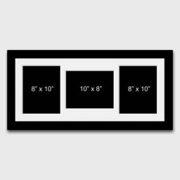 Multi Photo Picture Frame - Holds 3 10x8 Photos in A Black - thumbnail 1