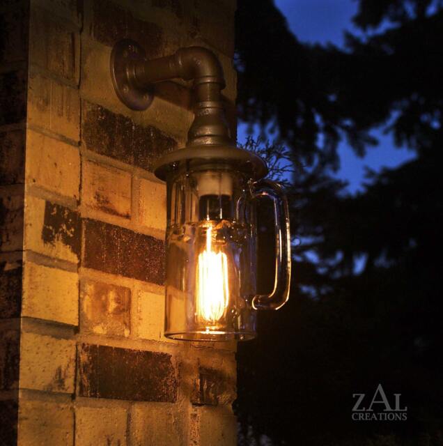 Sconce, Beer Mug, Wall Light. Lamp. With Vintage Style Edison Bulb. Weather Resistant - image 1