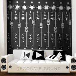 Mixing Console Sliders Wall Decal Black - Fl Studio Recording Music Producer Audio Waves Logic Pro By Marcos Crespo For Blazing Vault - thumbnail 2