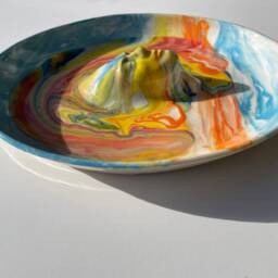 Sky Face Plate Sculpture Wall Hanging Platter Portrait Relief Fruit Bowl Figure Art Pottery Bird Bath Head Of A Woman Halo Marbled Porcelain - thumbnail 3