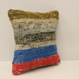 Vintage Kilim Pillow Cover Hand-Woven Turkish Wool Throw - 12x12 - thumbnail 2