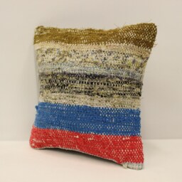 Vintage Kilim Pillow Cover Hand-Woven Turkish Wool Throw - 12x12 - thumbnail 3