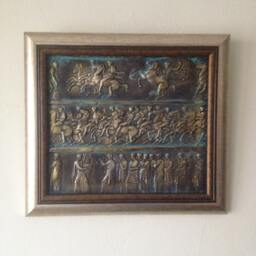 Ancient Bas Relief Wall Decor Bronze Plaque Sculpture Art - thumbnail 3