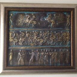 Ancient Bas Relief Wall Decor Bronze Plaque Sculpture Art - thumbnail 4