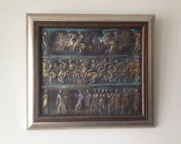 Ancient Bas Relief Wall Decor Bronze Plaque Sculpture Art
