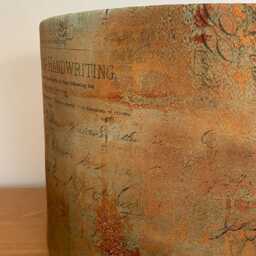 Orange, Brown & Green Distressed Style Lampshade Rust Patina For Ceiling Pendants Or Standard Table Floor Lamps Handwriting - thumbnail 3
