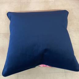 Peacock Design Scatter Cushion Navy Blue & Pink Floral, Handmade in UK - thumbnail 4