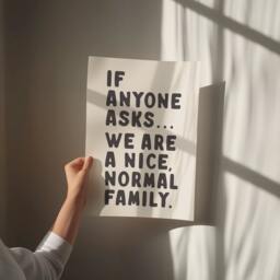 If Anyone Asks, We Are A Nice Normal Family, Unframed Card Art Print, Funny Wall Decor, Cream & Black - thumbnail 3