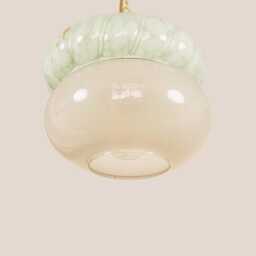 Fran??i??ka Vintage Pendant Light Mcm Hanging Handcrafted Glass Lamp Retro Ceiling Fixture Yugoslavia Gold Brass - thumbnail 3