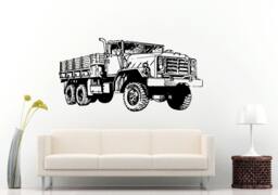Semi Truck Heavy Duty Eighteen 18 Wheeler Old War Army Antique Wall Decal Vinyl Sticker Mural Room Decor L825 - thumbnail 1