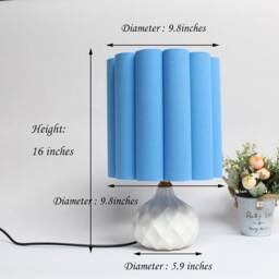 Handmade Light Blue Burlap Lamp Ceramic Base Table Lamp - thumbnail 2